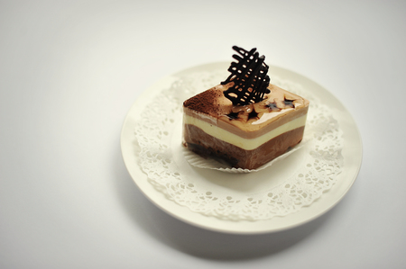 cake tiramisu on white backgroundの写真素材