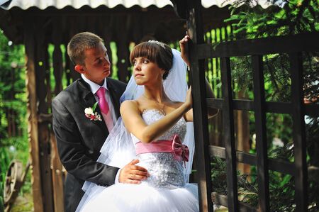 wedding couple in love at their happy dayの写真素材