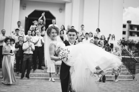Happy newlyweds after church registration