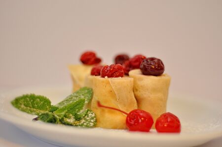 Pancakes with cherry