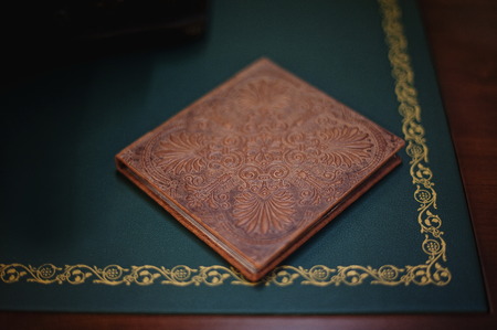 Brown natural leather classic wedding photobook and album