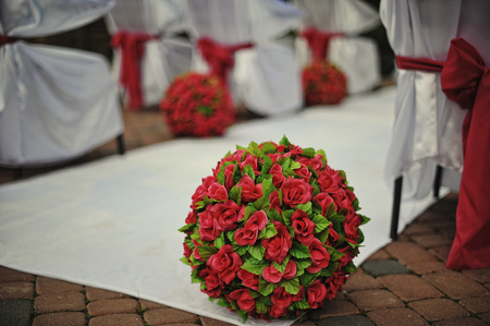 Beautiful wedding set up of ceremonyの写真素材