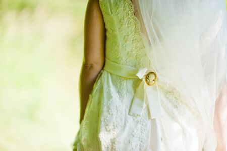 Gorgeus brunette bride outdoorsの写真素材