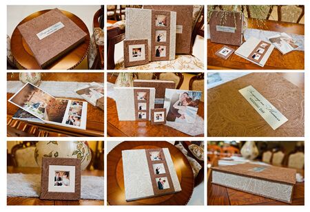 textile wedding photo book and albumの写真素材