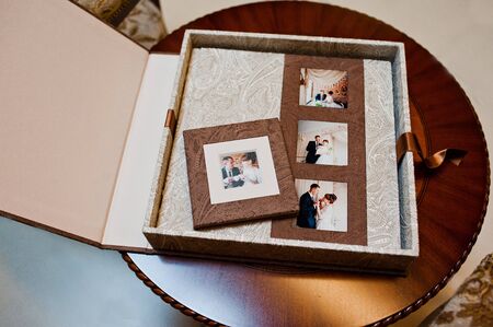 textile wedding photo book and albumの写真素材