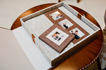 textile wedding photo book and albumの写真素材