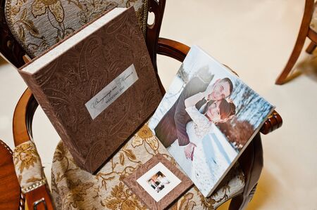 textile wedding photo book and albumの写真素材