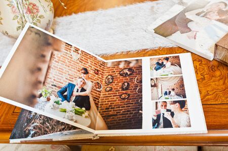 textile wedding photo book and albumの写真素材
