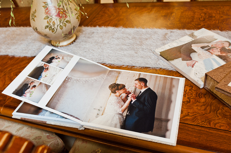 textile wedding photo book and albumの写真素材