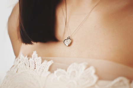pendant in the form of heart on brideの写真素材