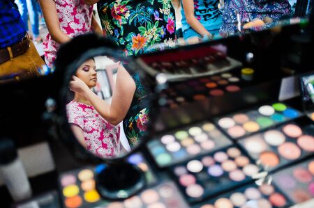 Bride being made up by make up artistの写真素材