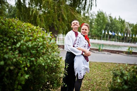 Couple on traditional dress in loveの写真素材