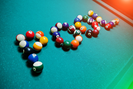 The word pool from billiard ballsの写真素材