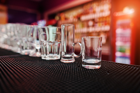 Set of collection cup glasses for bar drinksの写真素材