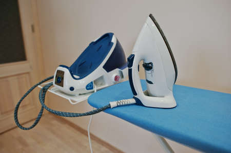Ironing board with steam iron systemの写真素材