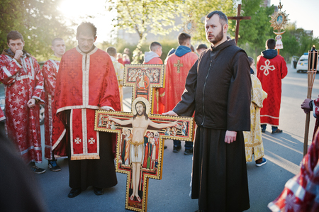 LVIV, UKRAINE - APRIL 27, 2016: Holy Week passion and death of Jesus Christ.のeditorial素材