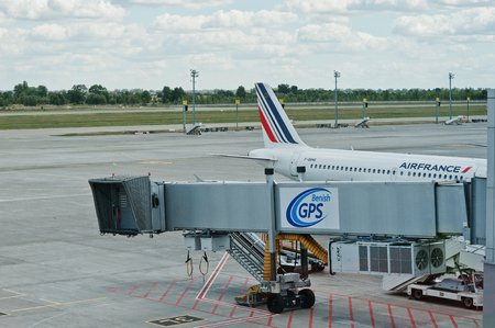 Kyiv, Ukraine -15 August 2016: An Airbus A319 jet airplane from Air France KLM (AF) is parked at the gate at the Boryspil airport  near Kyiv, Ukraine.のeditorial素材