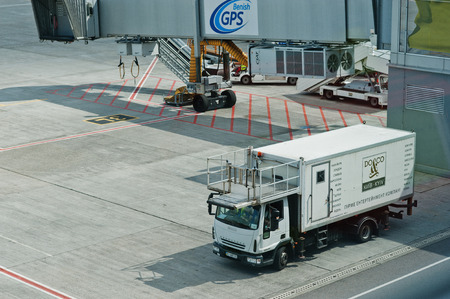 Kyiv, Ukraine -15 August 2016: Airport de-icing vehicles. Elephant de-icing vehicle at the Boryspil airport  near Kyiv, Ukraine.のeditorial素材