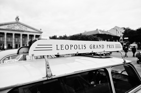 Tarnopol, Ukraine - October 09, 2016: Leopolis grand prix on car roofのeditorial素材