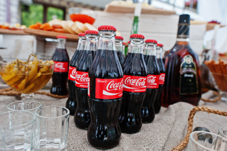 Hai, Ukraine - October 25, 2016: Coca Cola bottle on the buffet tableのeditorial素材
