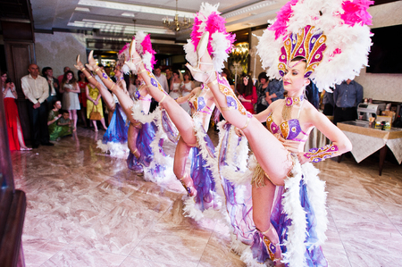Petryky, Ukraine - May 14, 2016: Dance show ballet in wedding party.のeditorial素材