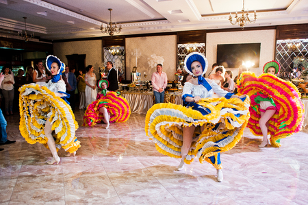 Petryky, Ukraine - May 14, 2016: Dance show ballet in wedding party.のeditorial素材
