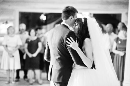 Amazing first wedding dance with various lights.の写真素材