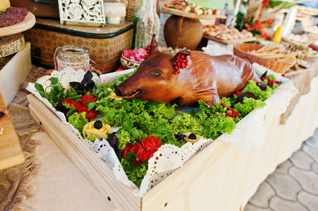 Amazingly-looking delicious dishes on wedding banquet.の写真素材