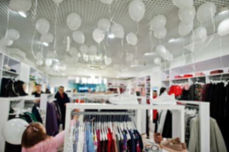 Blurred or defocused background of clothing store boutique.の写真素材