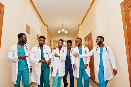 Group of male african medical students in college.の写真素材