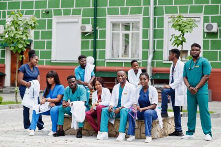 Group of african medical students posed outdoor.の写真素材