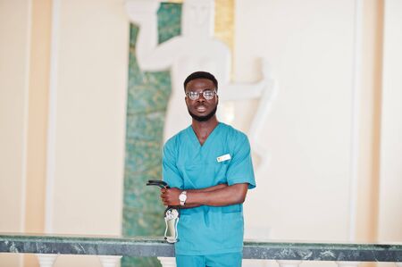 Professional african male doctor at the hospital. Medical healthcare business and doctor service of Africa.の写真素材