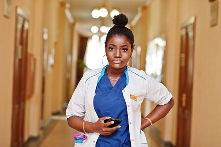Professional african female doctor at the hospital. Medical healthcare business and doctor service of Africa.の写真素材