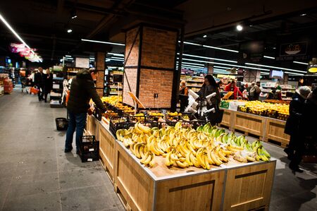 Kiev, Ukraine - September 4, 2019: Silpo supermarket. Goods on the shelf of a grocery store.のeditorial素材