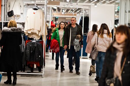 Kyiv, Ukraine - November 23, 2018: Shoppers visit the mall on the Black Friday, November.のeditorial素材