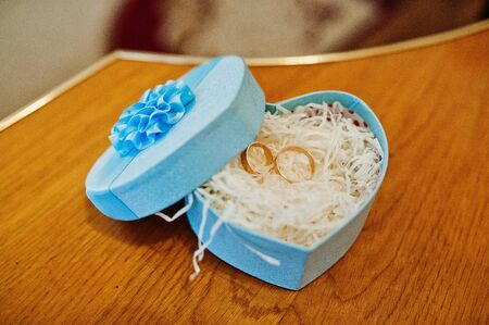 Wedding day. Accesories  for wedding preparation. Two wedding rings.