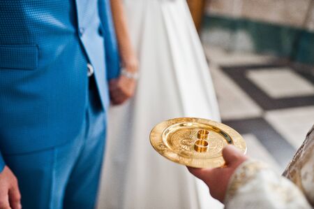 Wedding day. Accesories  for wedding preparation. Two wedding rings.