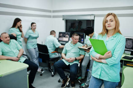 Magnetic resonance imaging scan or MRI machine device in hospital.