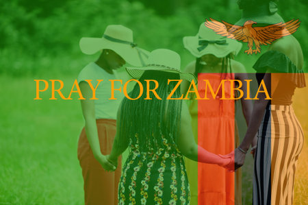 Pray for Nigeria. Group of four african women holding hands and praying. Concept of crisis in Africa country.の写真素材