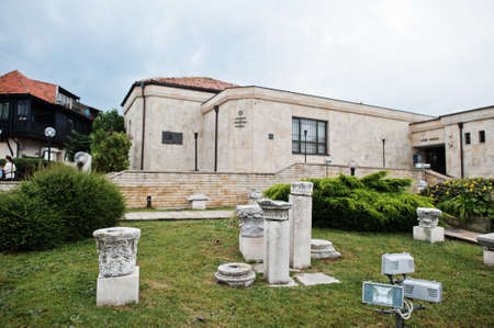 NESEBAR, BULGARIA - June 17, 2021: Museum columns in old Nesebar.のeditorial素材