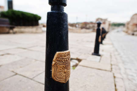 NESEBAR, BULGARIA - June 17, 2021: Street sign in old Nesebar.のeditorial素材