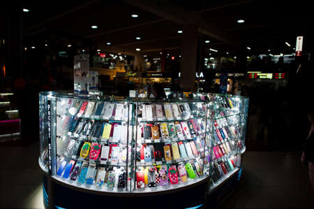 Kyiv, Ukraine - September, 9 2021: Mobile phone cases counter.