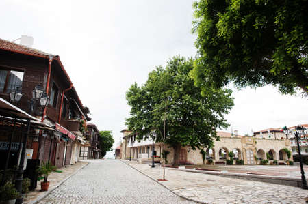 Street in the old town of Nesebar, Bulgaria.の写真素材