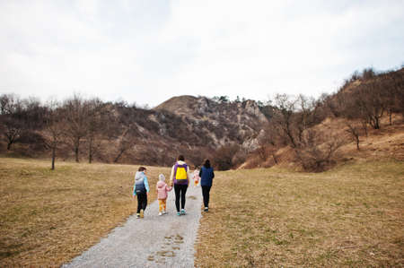 Family at Turold science trail, Mikulov, Czech Republic.
