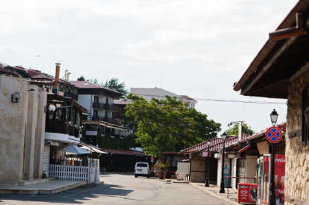NESEBAR, BULGARIA - June 17, 2021: Houses and streets in old Nesebar.