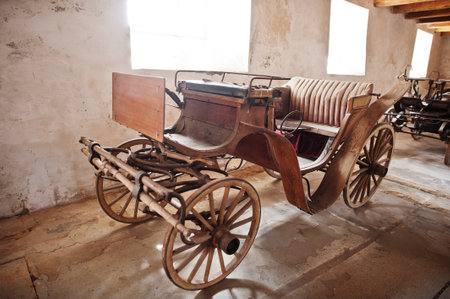 Old carriage at Veveri castle, Czech republic. Brno city , South Moravia region.のeditorial素材