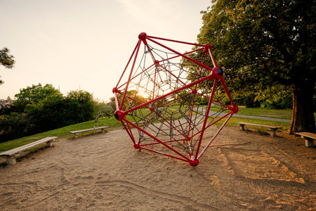 Rope polyhedron climb at playground outdoor.