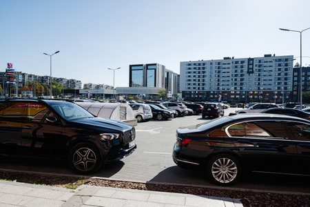 Lviv, Ukraine - October 09, 2022: Premium class car parking.のeditorial素材
