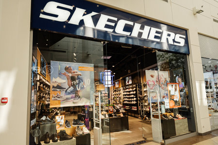 Lviv, Ukraine - October 09, 2022: Skechers store in shopping mall galeria.のeditorial素材