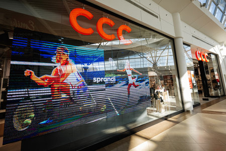 Lviv, Ukraine - October 09, 2022: CCC store in shopping mall galeria.のeditorial素材